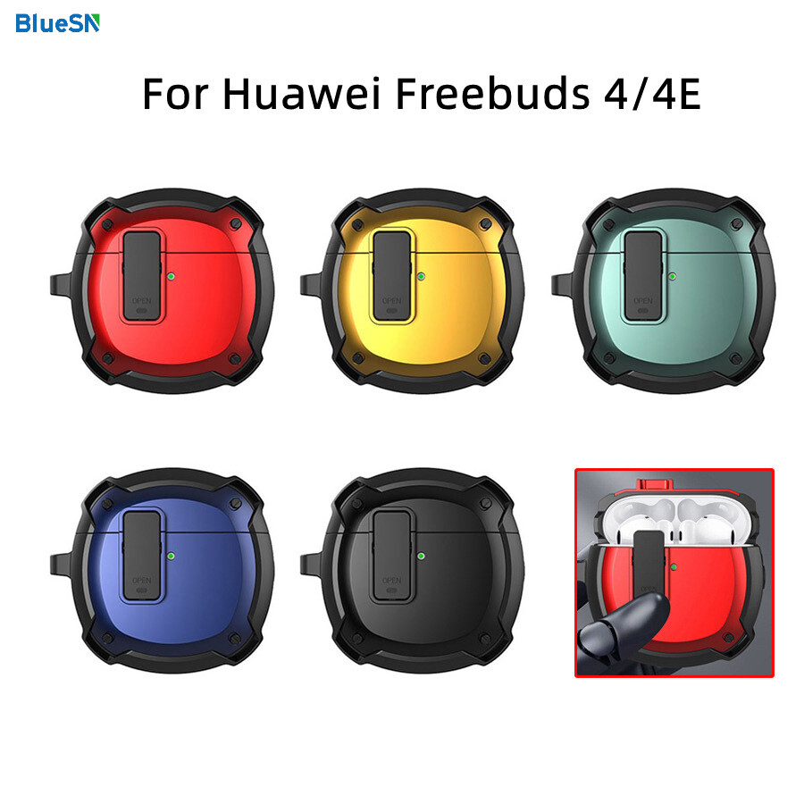 BLUESN For Huawei Freebuds 4 Case Shockproof Earphone Protection Case Cover Shell For Huawei FreeBuds 4E Charging Box With Hook