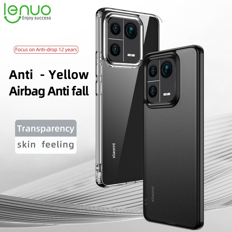Lenuo for Xiaomi 13 13 Pro Case - 4-corner Shockproof Protection Flexible Silicon Bumper + PC Frosted Semi Transparent Back Cover