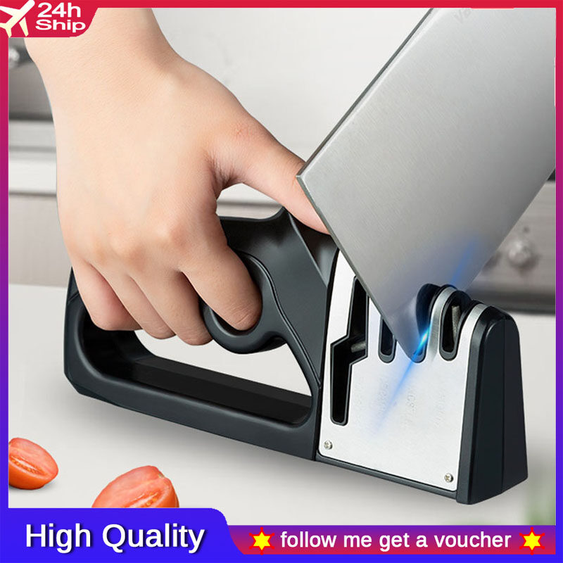 [SG Stock/1 Day delivery] ?Buy one get a gift? 2022 New 4 in 1 Handheld Non-Slip Knife Sharpener Kitchen Knives Grinder Diamond Ceramic Stone Professional New 4 Stages Sharpener Tools For Scissors Kni