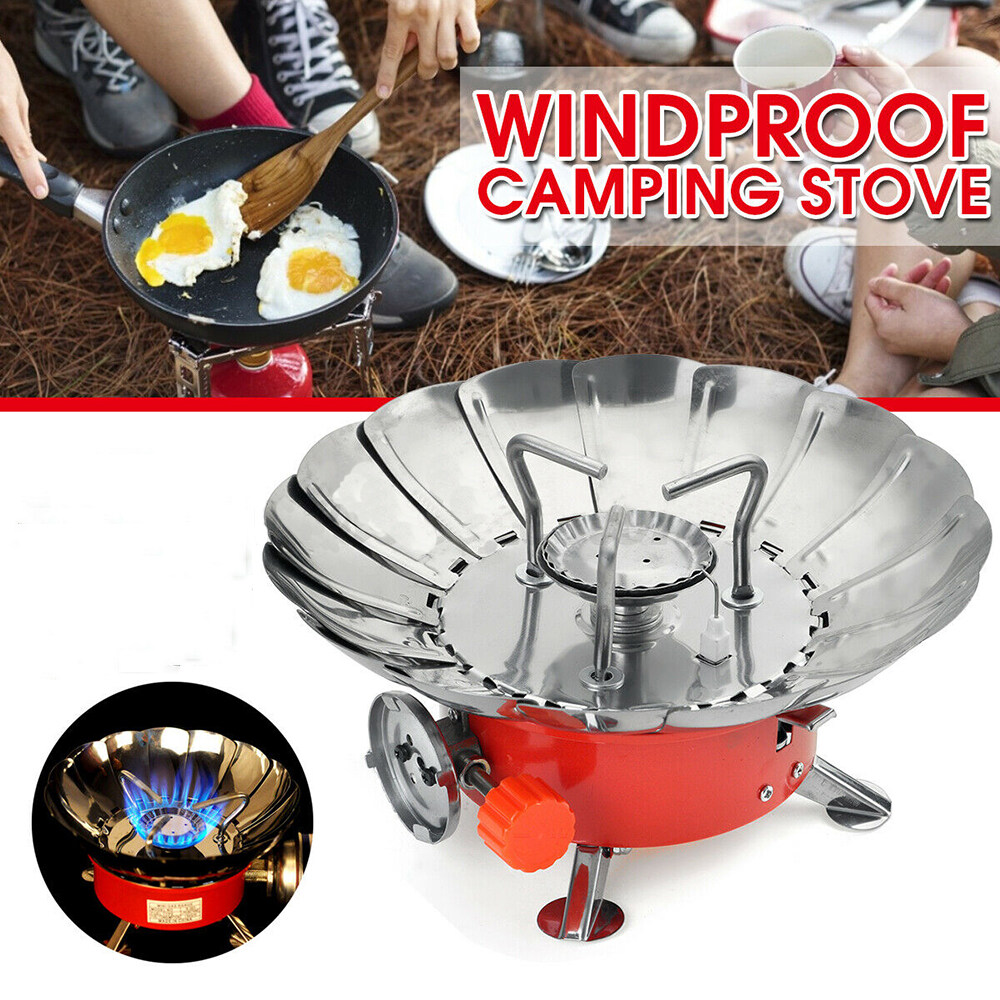 Sentexin Portable Windproof Camping Stove Stainless Steel Outdoor Gas Burner for BBQ/Fishing/Picnic