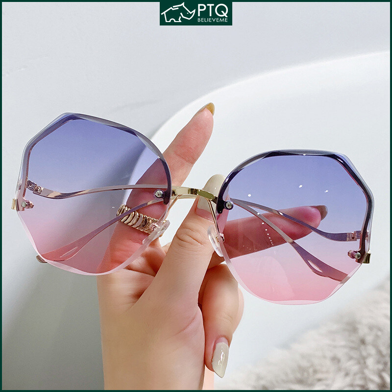 Rimless Sunglasses European and American Style Glasses Fashion Trend Ladies Eyeglasses Butterfly Flower Shape Gradient Sun Glasses PTQ