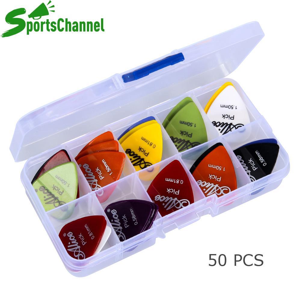 50pcs Acoustic Electric Guitar Picks Plectrums +1 Plastic Picks Box Case