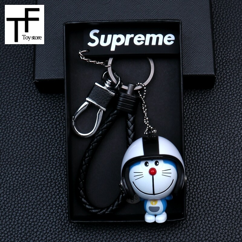(In Stock) Cute Helmet Doraemon Keychain Bell Key School Bag Ornament