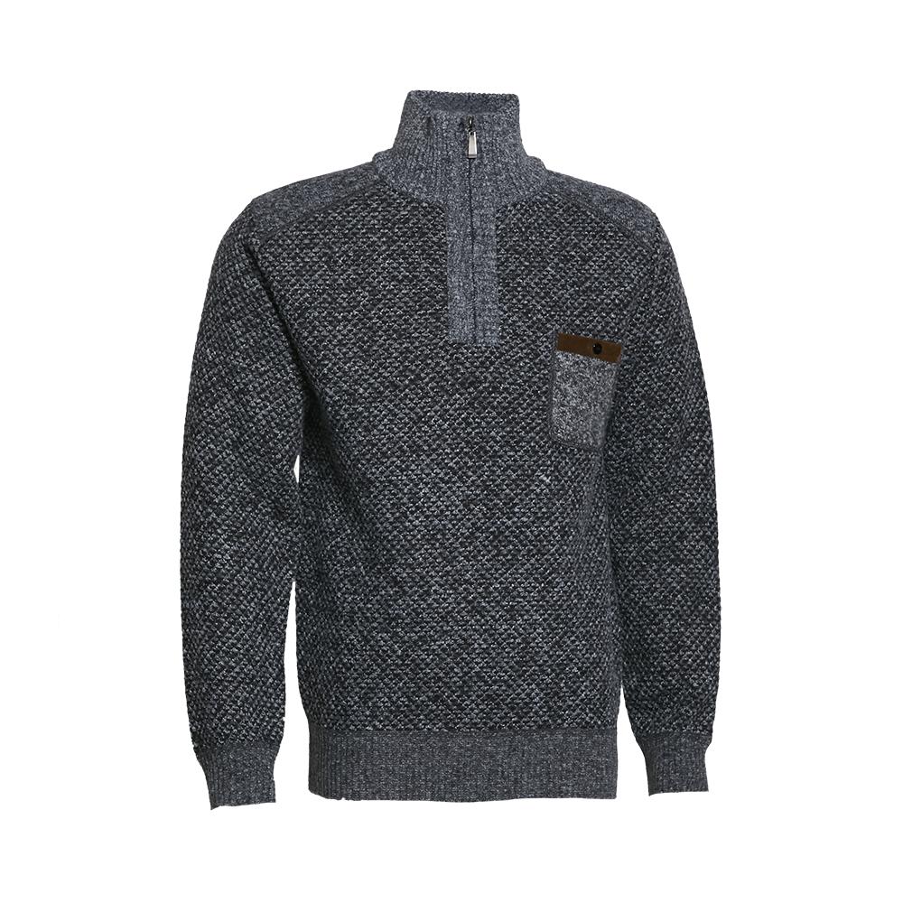 HENLEY MOCK NECK WITH ZIP BONDED KNITTED SWEATER - KS9149