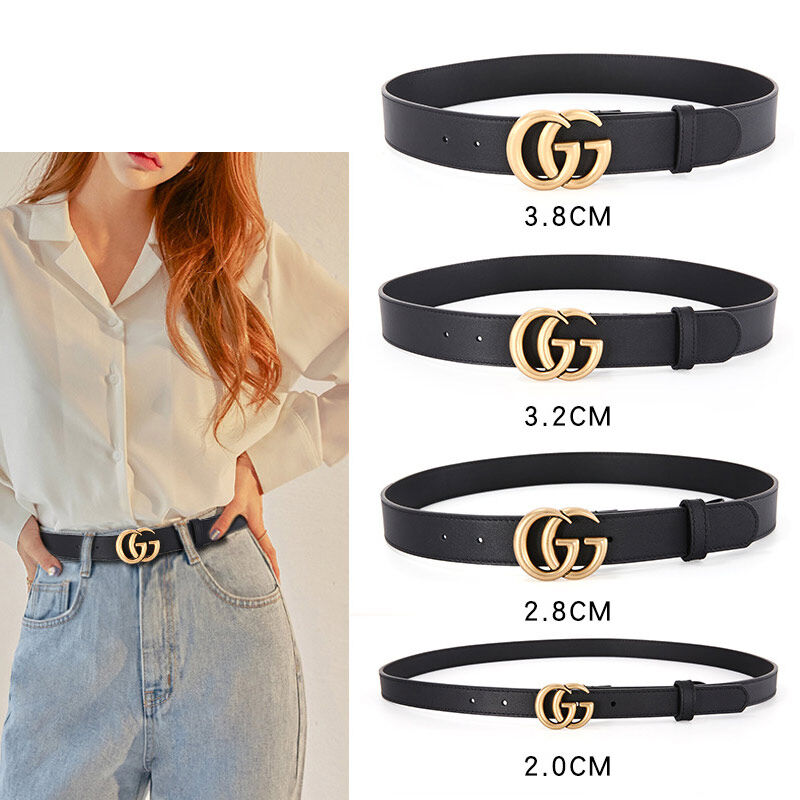 GEZHI Women Fashion Belt Luxury Brand Casual Leather Design GG Belt High Quality Letter Buckle Ceinture Jeans Dress Decoration Belt