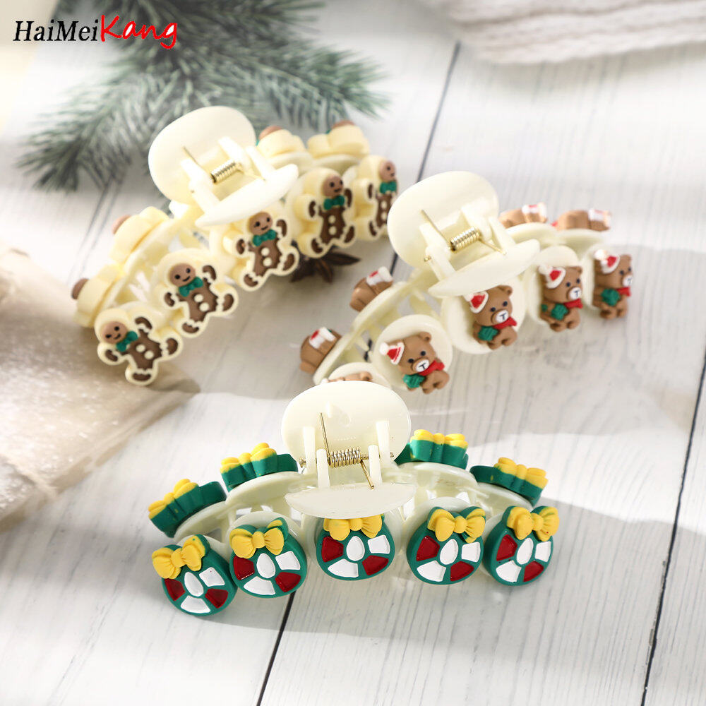 1pc Christmas Cartoon Cute Santa Claus Hair Clip Fashion Korean Sweet Girl Christmas Plastic Hairpin Tiara