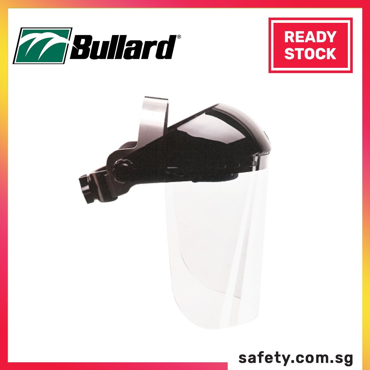 BULLARD STANDARD HEADGEAR WITH BLACK ABS CROWN PROTECTOR AND FACE SHIELD VISOR