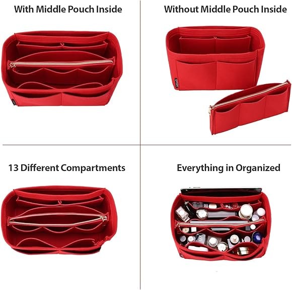 OMYSTYLE Wallet Organizer Insert, Felt Handbag Organizer, 5 Sizes, Handbag Dividers, For Inner Wallets, Compatible with Longchamp, Neverful, Speedy, etc.