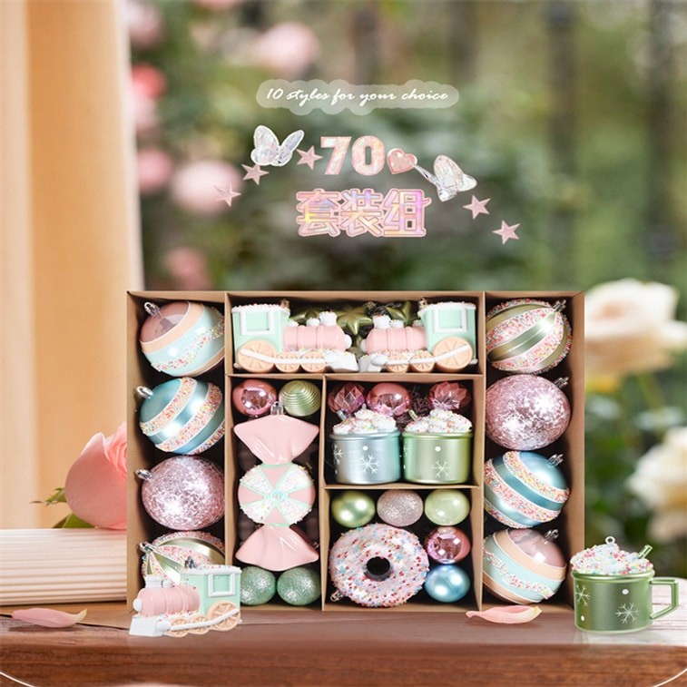 Christmas Large Size Colorful Ball Christmas Tree Decoration - 70pcs