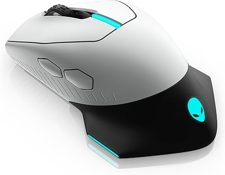 Alienware Wired/Wireless Gaming Mouse AW610M - 16000 DPI, Optical Sensor, Ambidextrous, 7 Buttons, 3-ZONE 16.8m AlienFX RGB Lighting, Edge-Free Design, Ergonomic - Lunar Light